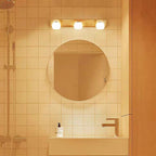 Muto Wooden Ball Mirror Front Vanity Wall Lamp, Log Color