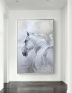 Neutral White Horse Oil Painting Hand Painted