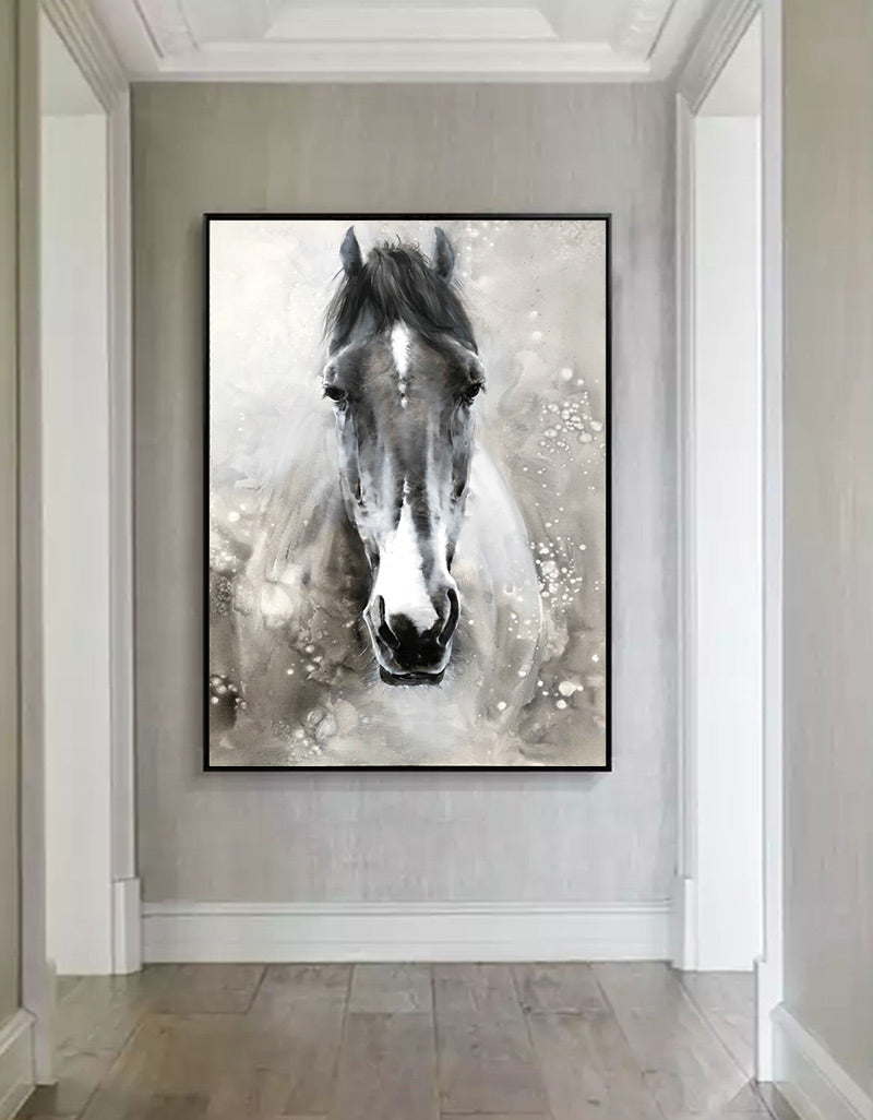 Monochrome Horse Portrait Painting