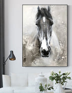 Monochrome Horse Portrait Painting