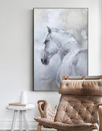 Neutral White Horse Oil Painting Hand Painted