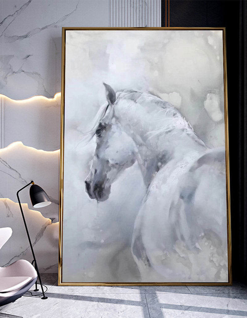 Neutral White Horse Oil Painting Hand Painted