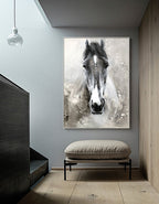 Monochrome Horse Portrait Painting