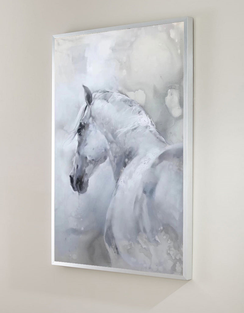 Neutral White Horse Oil Painting Hand Painted