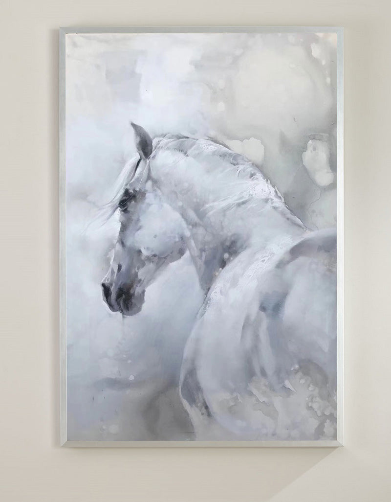 Neutral White Horse Oil Painting Hand Painted
