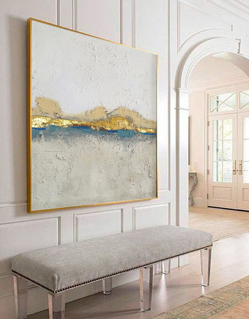 Minimalist Gold Leaf Abstract Landscape Painting