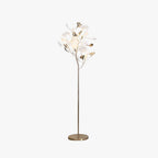 Olivia Floor Lamp Leaf Artistic, Ceramic/Metal, White/Gold, Study