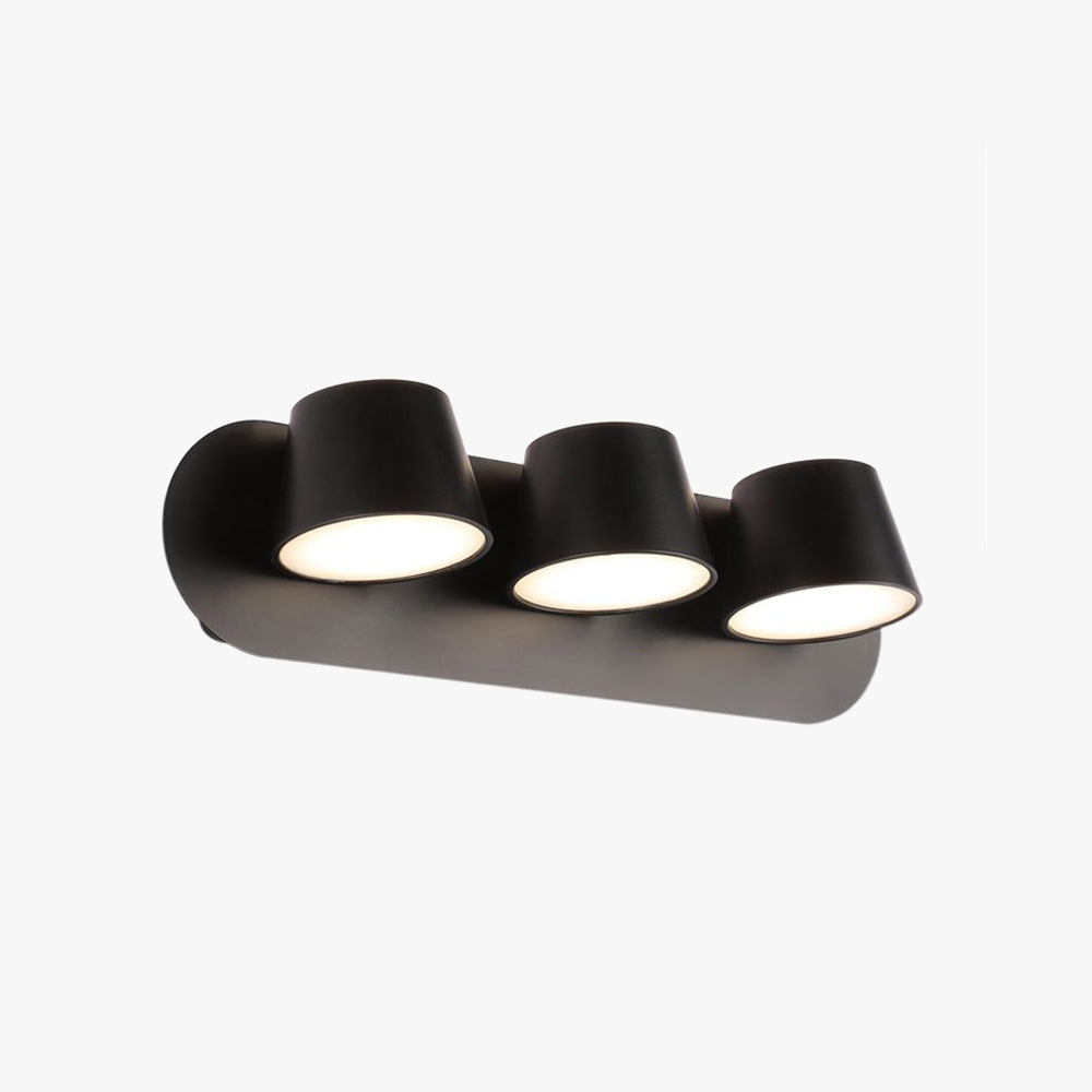 Arisha Modern Cylindrical Metal Mirror Front Wall Lamp, Black