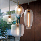 Valentina Minimalist Blown Frosted Clear Glass Pendant Light