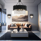 Kristy Industrial Cylindrical Crystal/Metal Chandeliers Black Living Room