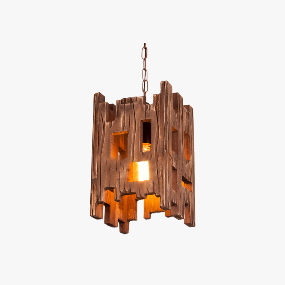 Epoch Retro Rectangular Metal & Wood Pendant Light