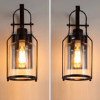Silva Vintage Lantern Glass/Metal Wall Lamp, Black/Rusty