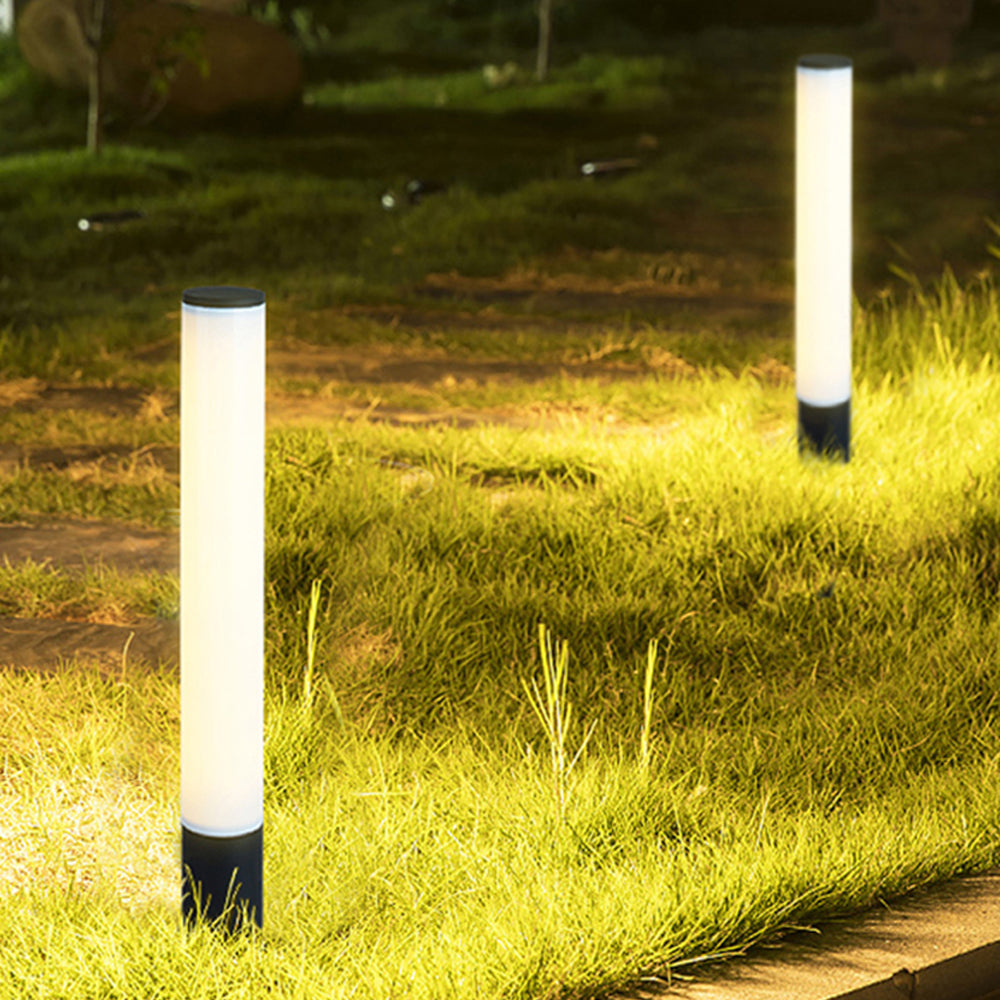Ray Minimalist Cylindrical Outdoor Ground Ligh, Black