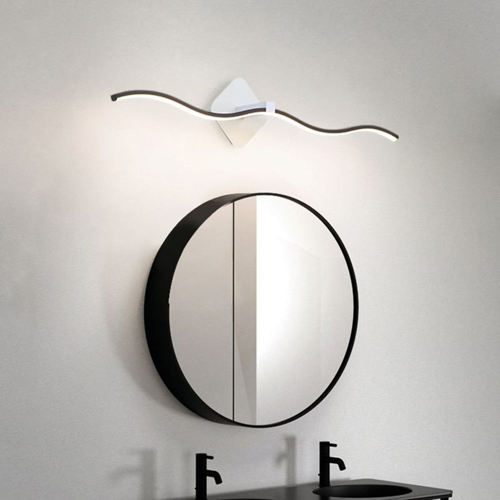 Arisha Minimalist Wave Linear Metal Wall Lamp, Black/White