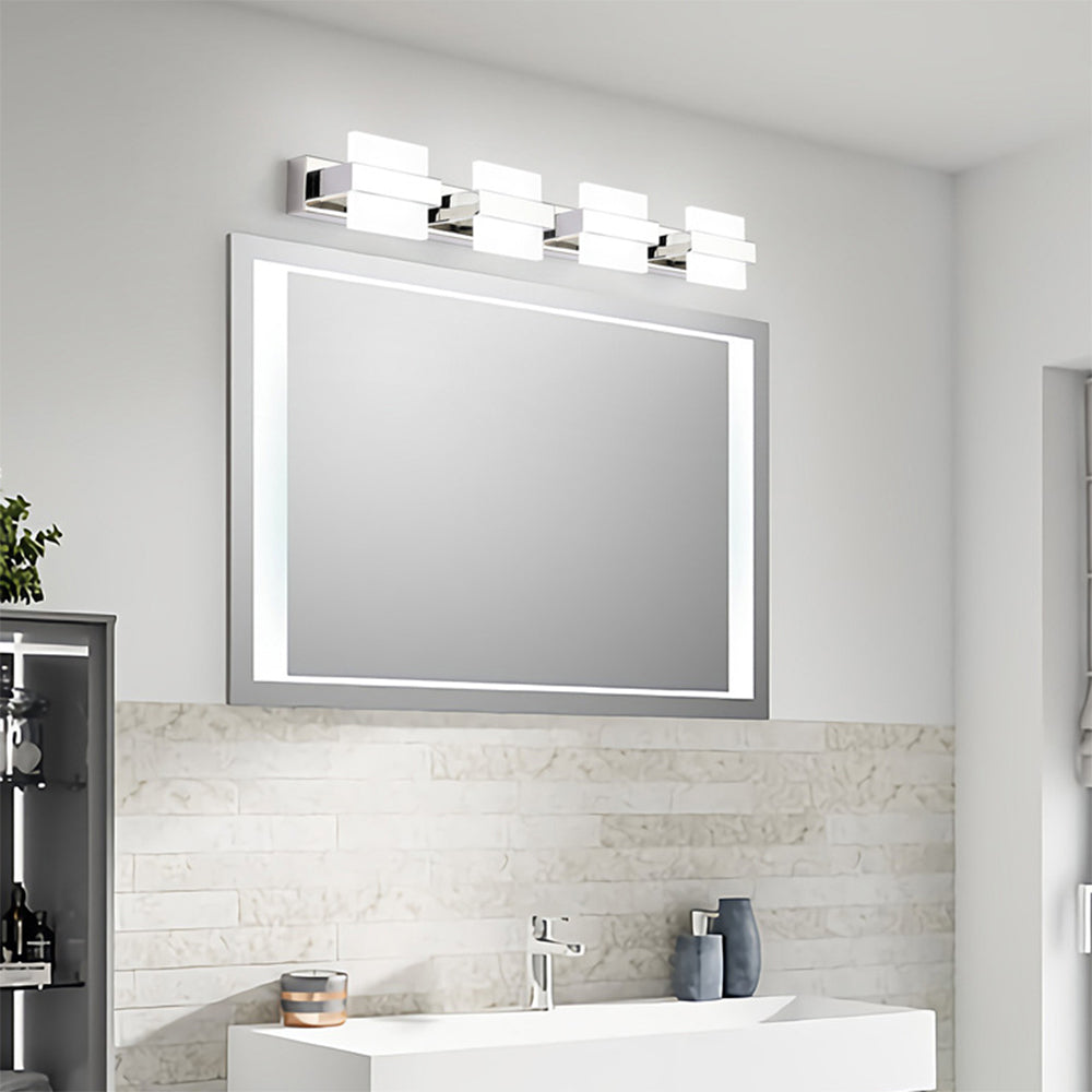Arisha Modern Square Metal/ Wall Lamp, Silver, Bathroom