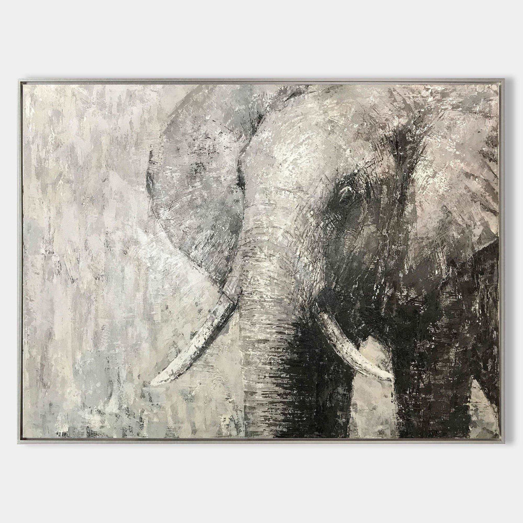 Monochrome Elephant Oil Painting