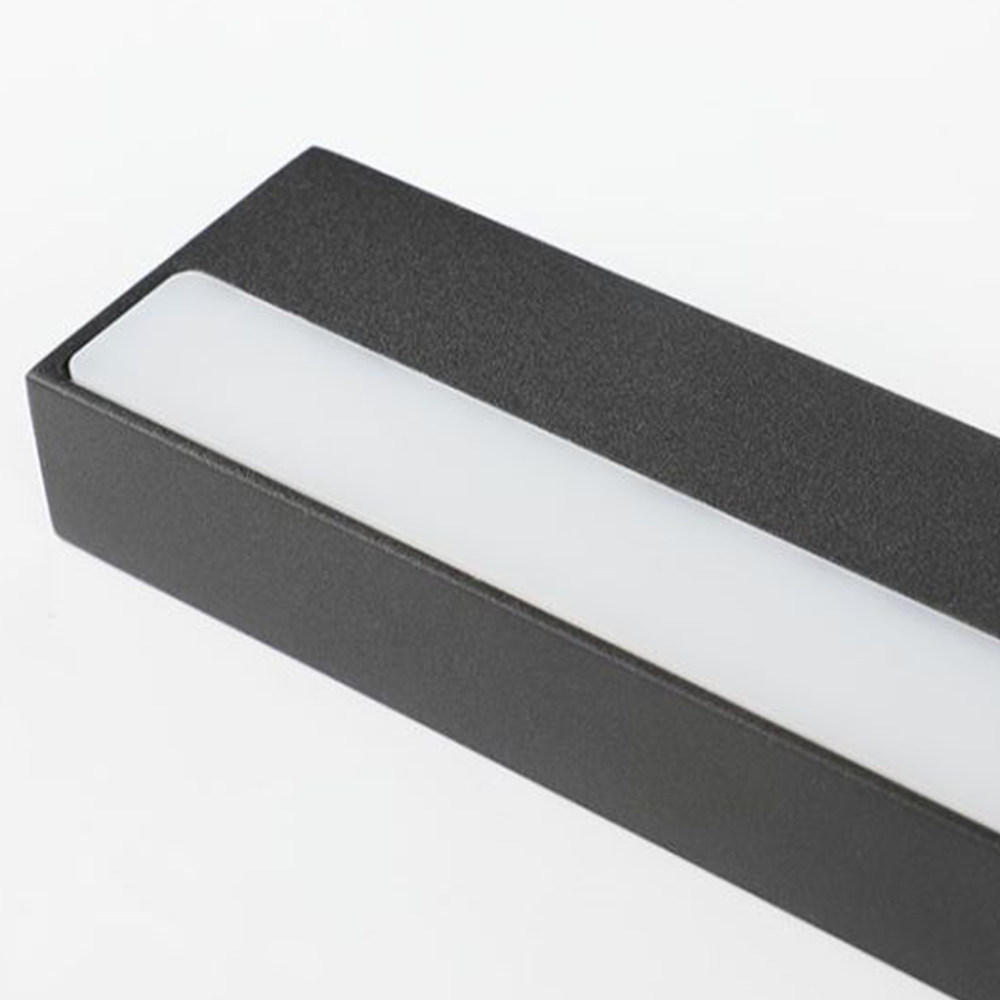 Arisha Modern Rectangular Linear Mirror Front Wall Lamp,  Black