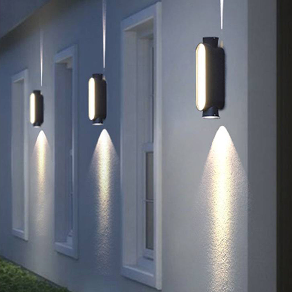 Ray Minimalist Up/Down Outdoor Wall Lamp, Black/White
