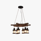 Epoch Retro Rudder Metal & Wood Pendant Light, 6 Heads