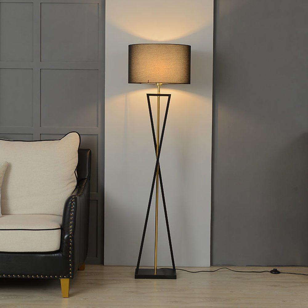 Baines Tripod Floor Lamp, Black & Flaxen, L 158CM