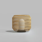 Ray Vintage Lantern Rattan Floor Lamp, Hardwired/Solar, Beige