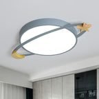 Arisha Modern Round Flush Mount Ceiling Light, Grey/White/Green
