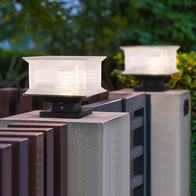 Ray Contemporary LED Rectangular Metal Outdoor Lamp, Black