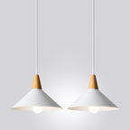 Valentina Minimalist Cap-shaped Metal Pendant Light, Natural Wood