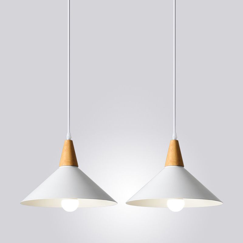 Valentina Minimalist Cap-shaped Metal Pendant Light, Natural Wood