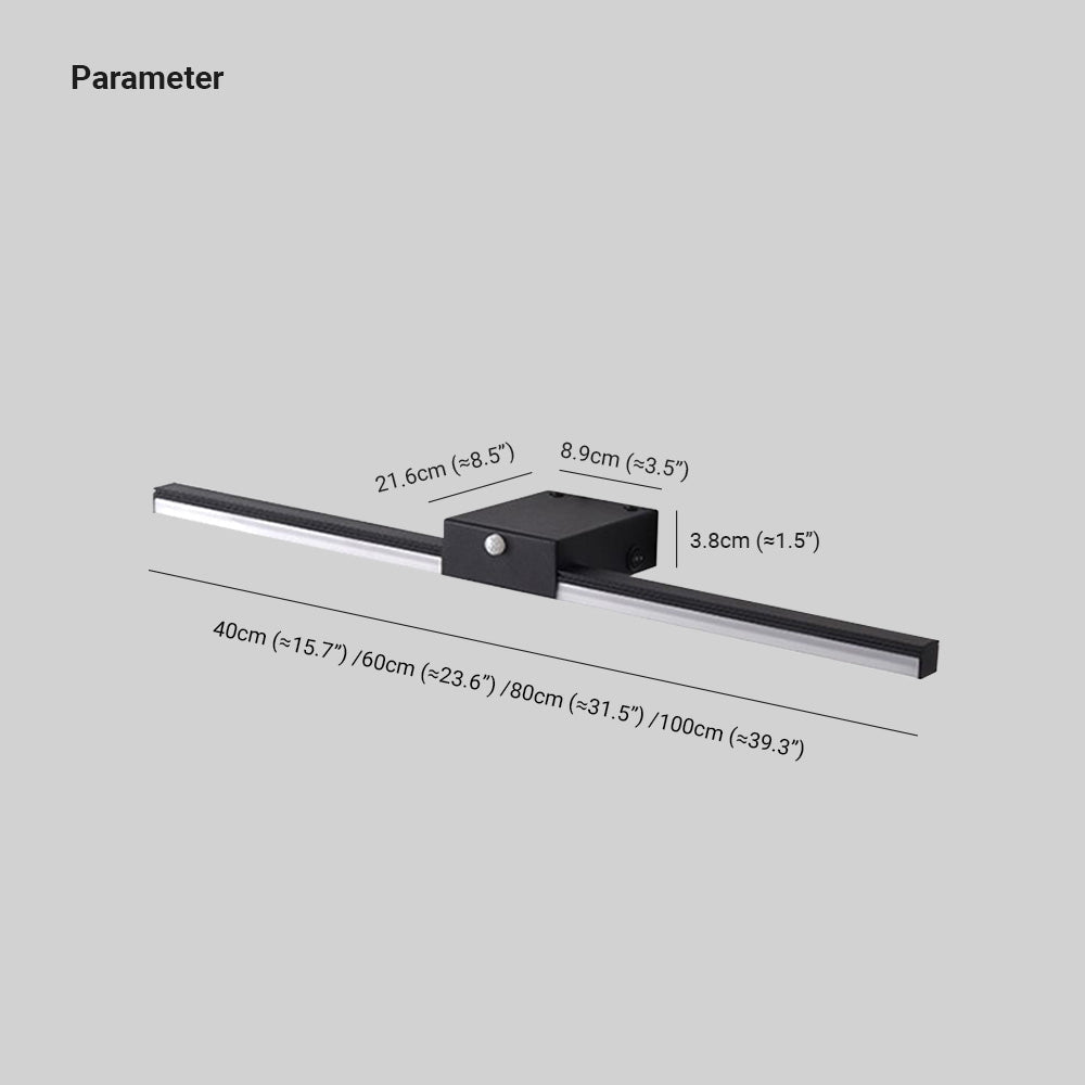 Arisha Minimalist Linear Metal Wall Lamp, Black/White, Bathroom