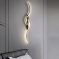 Lumor Modern Linear Wave Bedroom Wall Lamp, Black/Gold