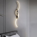 Lumor Modern Linear Wave Bedroom Wall Lamp, Black/Gold