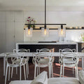 Arisha Industrial Minimalist LED Chandelier Black Metal Kitchen Island