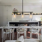Arisha Industrial Minimalist LED Chandelier Black Metal Kitchen Island