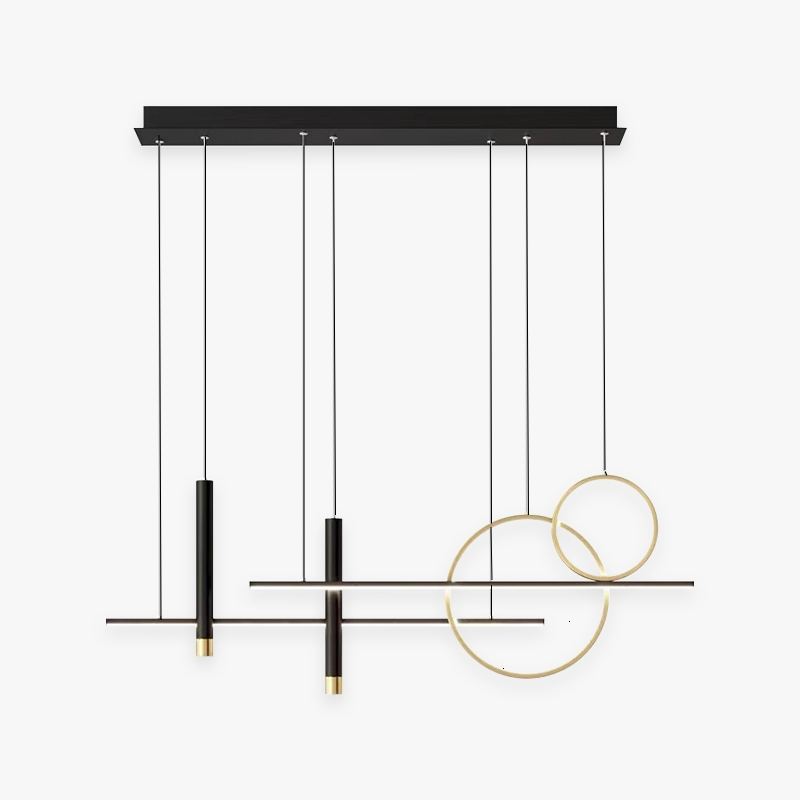 Arisha Modern Pendant Light LED, Double Circle, Gold/Black