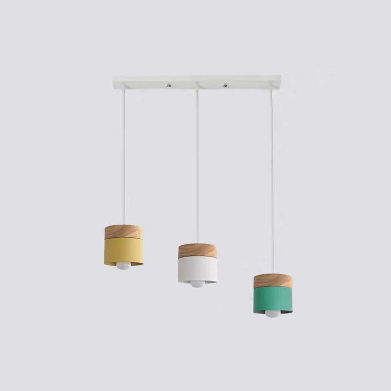 Valentina Modern Can Shape Metal/Wood Pendant Light
