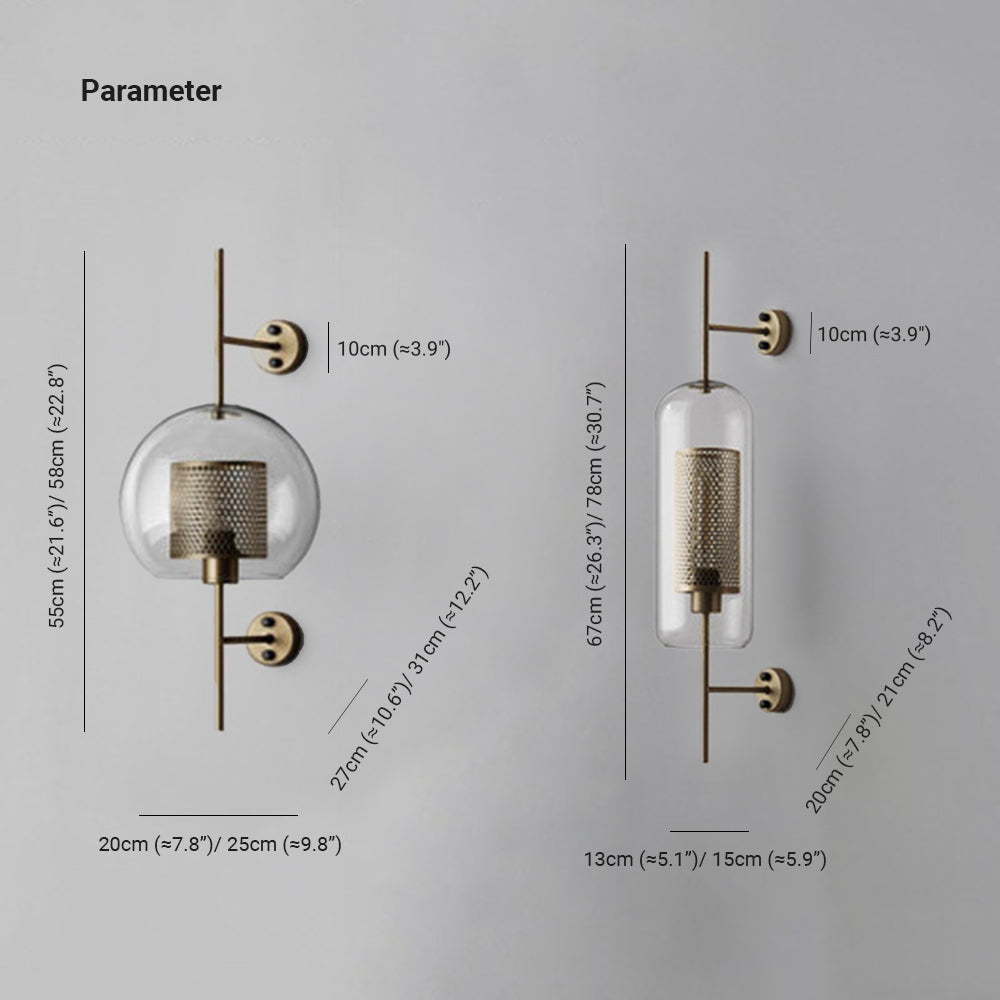 Kiri Industrial Classy Global Clear Glass Wall Lamp