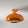 Valentina Modern LED Flush Mount Ceiling Light Glass Wood Living Room
