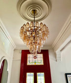 Aurora Chandelier Pink Faceted Glass Layered Vintage