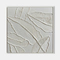 Plaster Art White 3D Leaf Texture Painting