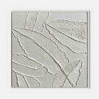 Plaster Art White 3D Leaf Texture Painting