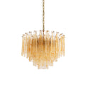 Aurora Chandelier Golden Amber Glass Layered Geometric Luxury