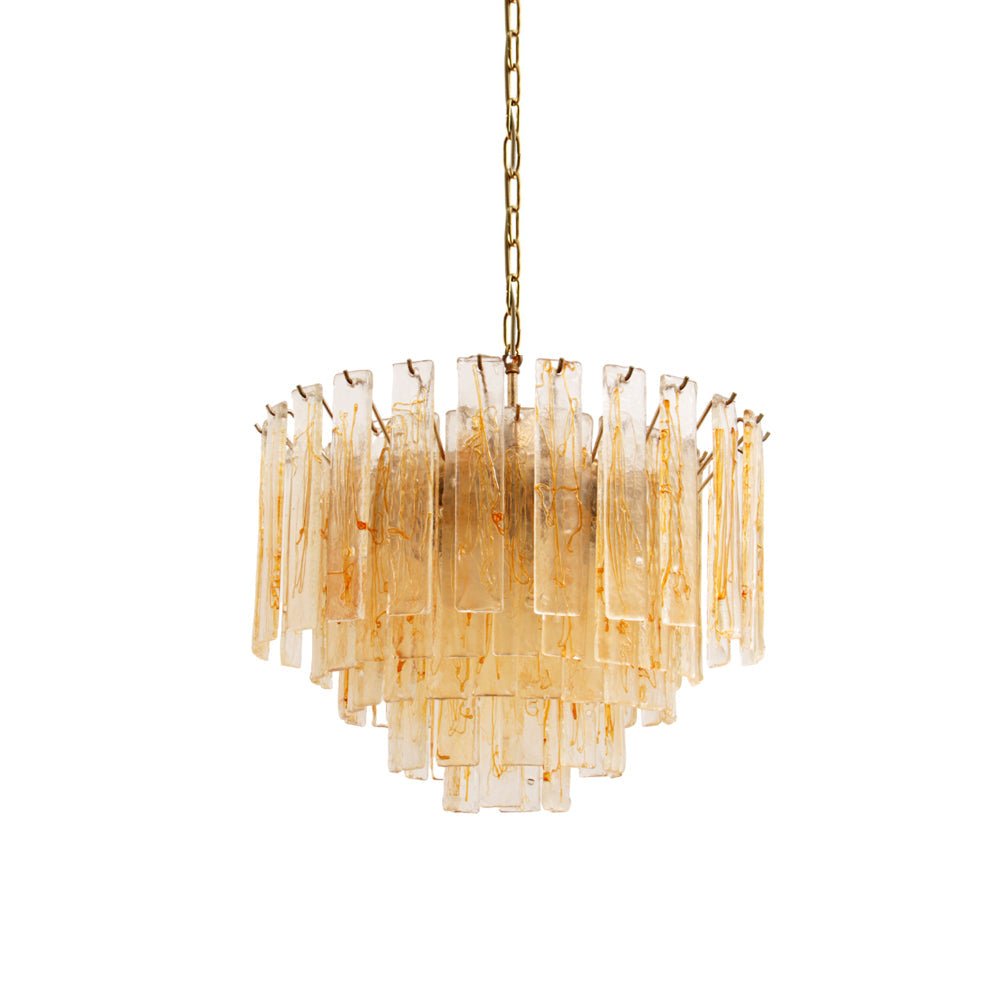 Aurora Chandelier Golden Amber Glass Layered Geometric Luxury