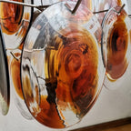 Aurora Chandelier Murano Glass  Mid Century Nickel & Orange