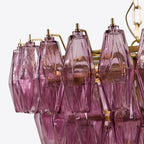 Aurora Chandelier Pink Faceted Glass Layered Vintage