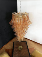Aurora Chandelier Amber Glass Leaf Layered Statement Artistic