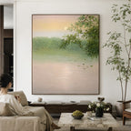 Wabi-Sabi Wall Art Soft Pastel Lake Landscape