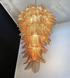 Aurora Chandelier Amber Glass Leaf Layered Statement Artistic