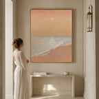 Wabi-Sabi Wall Soft Pink Beach Sunset Abstract Painting