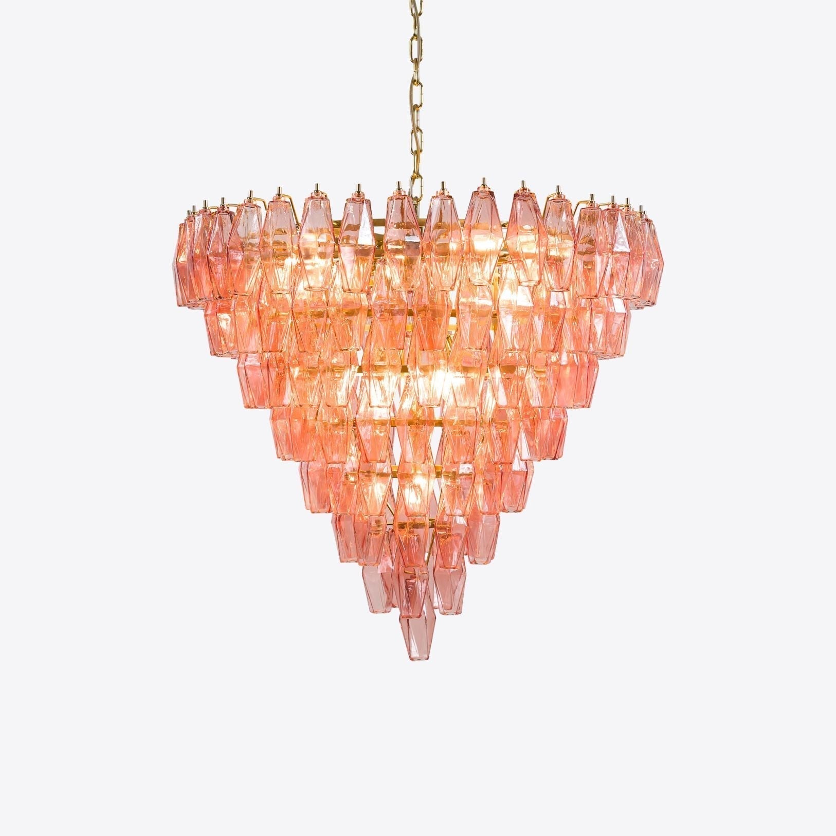 Aurora Chandelier Pink Faceted Glass Layered Vintage